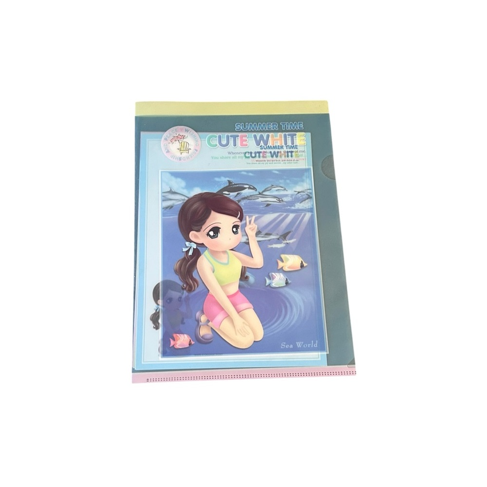 Vintage Y2K Orange Story Cute White Sea World Clear File Stationary Set Kawaii